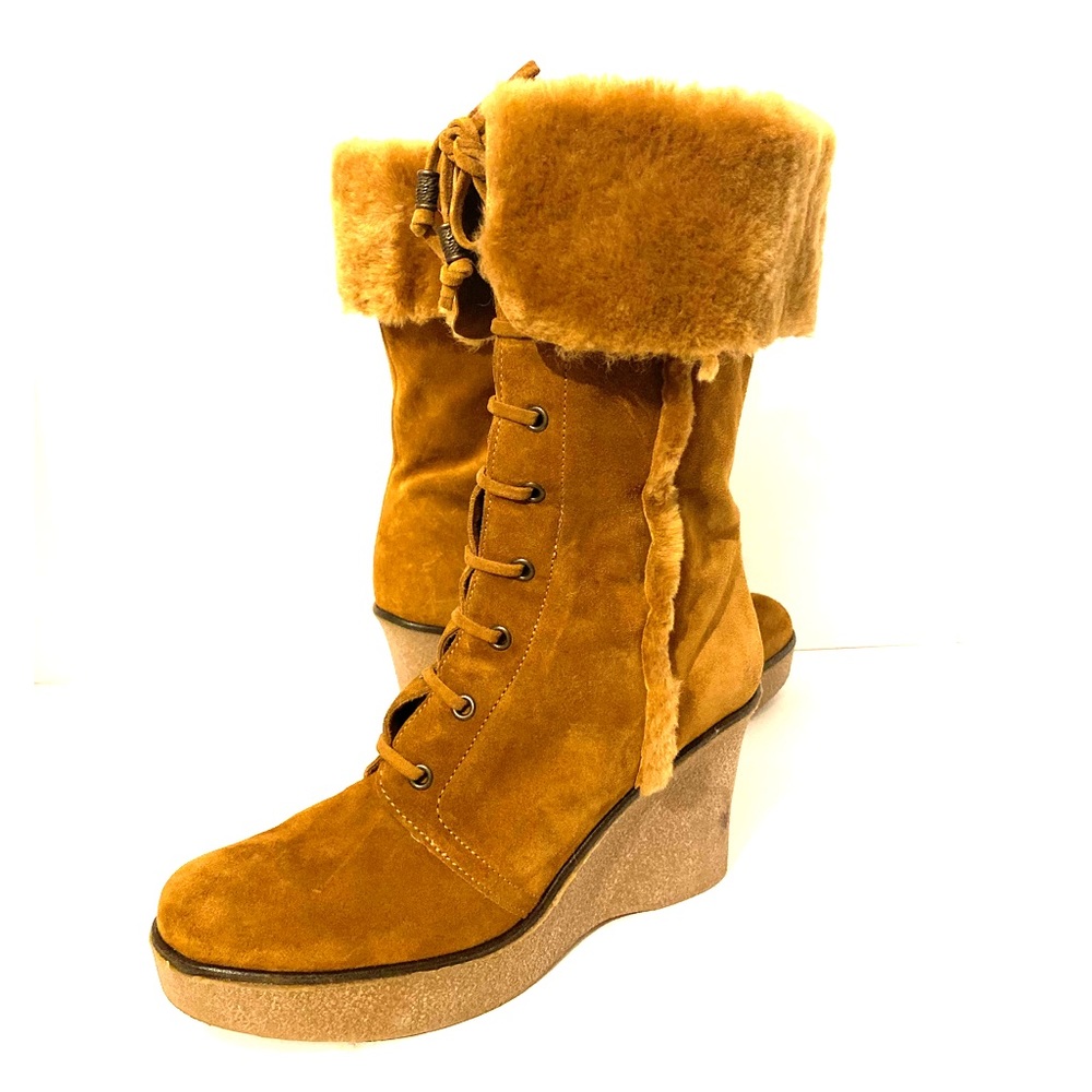 Via Spiga sued and shearling boots